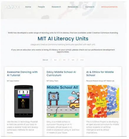 圖 2 MIT 研發(fā)的人工智能素養(yǎng)單元